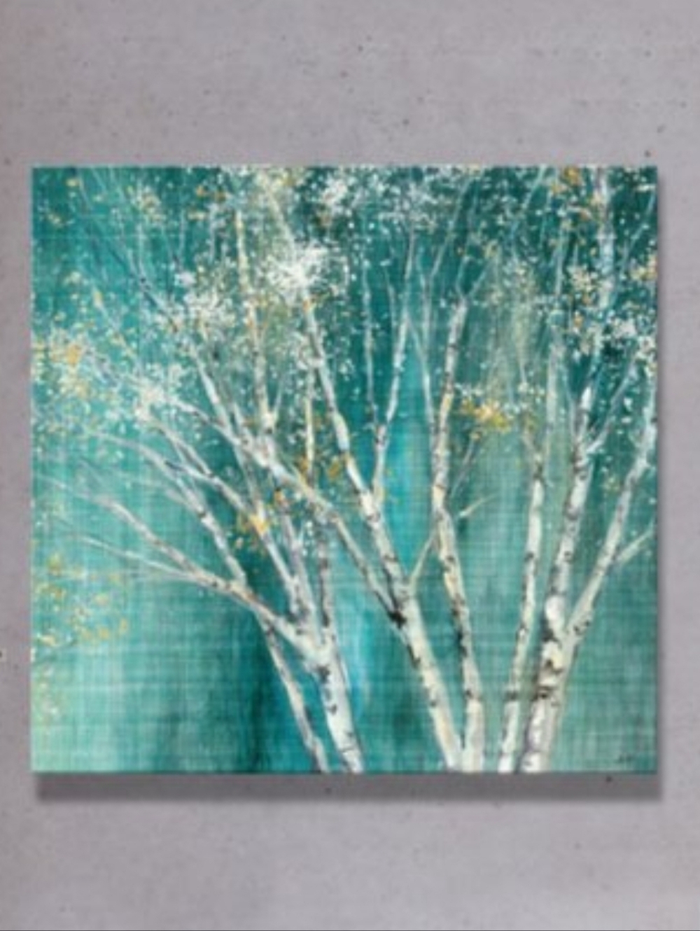 Big 26 Inch Aqua Blue Birch Gallery Wrapped Canvas Square Wall Art Giclee Print